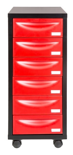 Module de rangement pour atelier 6 tiroirs acier rouge noir - large