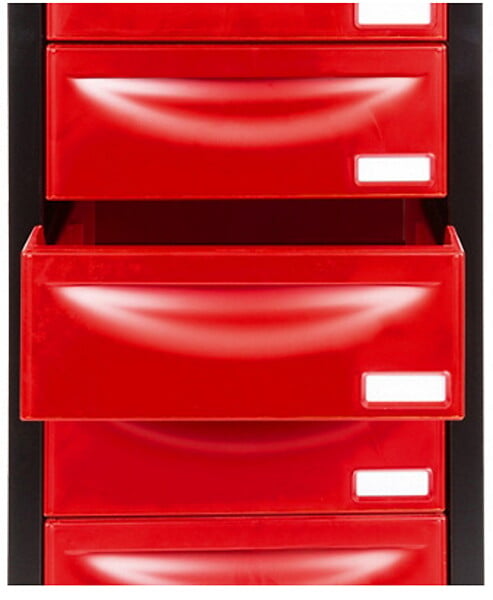 Module de rangement pour atelier 6 tiroirs acier rouge noir - large
