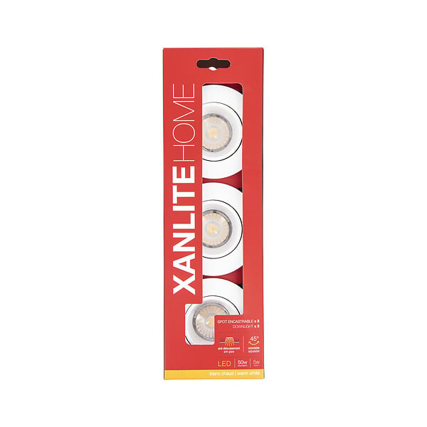 XANLITE - Pack de 3 spots encastrables orientables Blanc 2700K - large