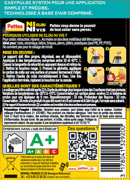 PATTEX - Mastic colle de fixation - Ni Clou Ni Vis MSP - 133g - large