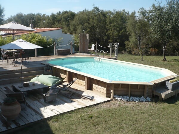 UBBINK PIS - Piscine en bois Océa - Liner Beige - L.470xl.860xH.130cm - large