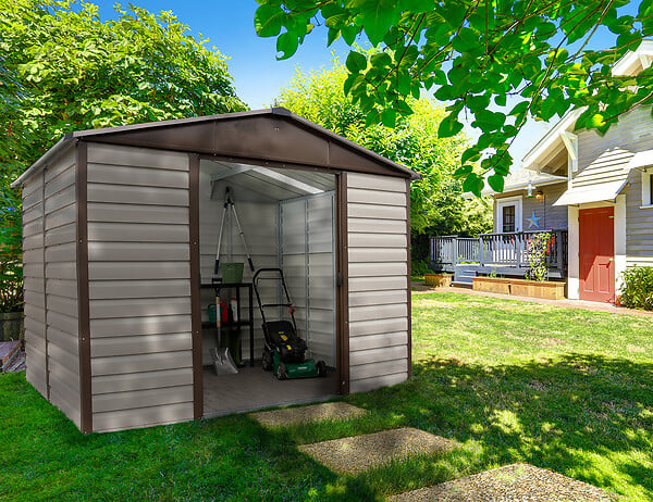 YARDMASTER - Abri de jardin en métal 106TBSL - Beige et marron - L.303xH.224xP.197cm - large