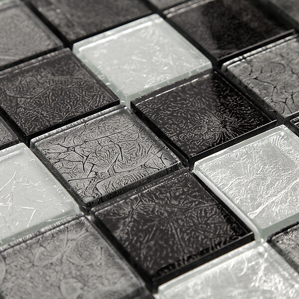 MAT INTER - Mosaïque verre 300x300 carreaux 50x50x8 - Gris noir - large