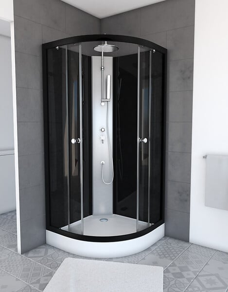AURLANE - Cabine de douche 1/4 cercle Nébula - Noir - 85x85x225cm - large