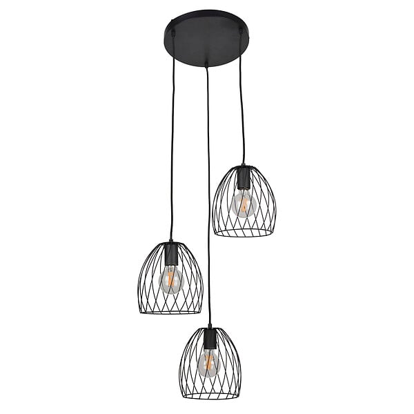 COREP - Suspension métal Spiral 3 lumières Noir mat E27 - large