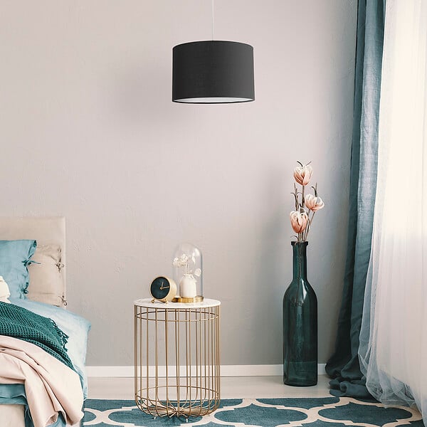 COREP - Suspension cylindrique en coton - Noire - Douille E27 - large