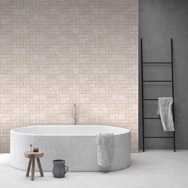 MAT INTER - Mosaïque 30x30 SAULE en travertin clair vieilli - large