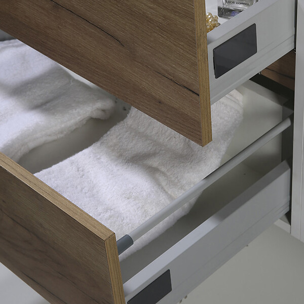 JUMAR S L - Ensemble meuble vasque suspendu Melanie - Blanc Chêne - 60cm - large