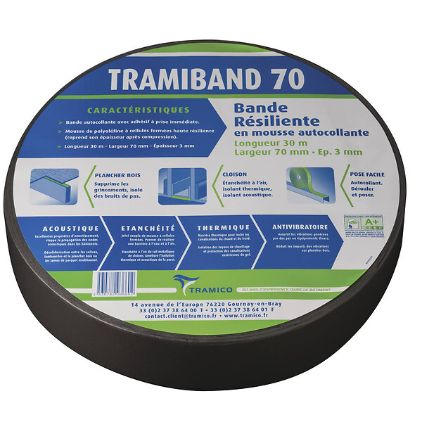 TRAMIBAND - Ruban résilient mousse polyoléfine Tramiband 70mmx3mm 30m - large