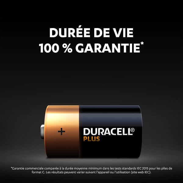 DURACELL - Piles alcalines C x2 Duracell Plus, 1.5V LR14 - large