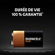 DURACELL - Piles alcalines 9V x1 Duracell Plus, 6LR61 - vignette