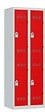 P.HENRY - Vestiaire 2 colonnes 4 casiers acier gris perle portes rouge - vignette