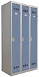 P.HENRY - Vestiaire métal 3 cases - Gris perle et bleu - L.90cm - vignette