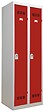 P.HENRY - Vestiaire métallique 2 cases - Gris perle et rouge - L60cm - vignette