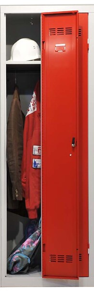 P.HENRY - Vestiaire métallique 2 cases - Gris perle et rouge - L60cm - large