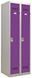 P.HENRY - Vestiaire métallique 2 cases - Gris perle et prune - H.180cm - vignette