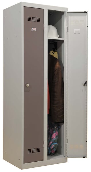 P.HENRY - Vestiaire monobloc acier - Gris perle et taupe - 2 cases - large