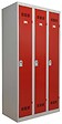 P.HENRY - Vestiaire 3 cases - Acier Gris perle et rouge - L120cm - vignette