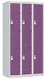 P.HENRY - Vestiaire acier 3 colonnes 6 cases - Gris perle et prune - vignette