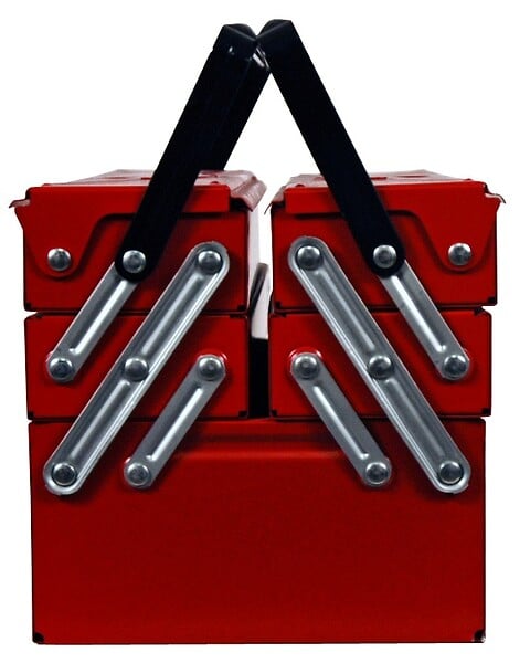 P.HENRY - Boîte à outils dépliante - Acier - 5 compartiments - Rouge - large