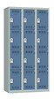 P.HENRY - Vestiaire métallique 3x4 casiers - gris perle bleu - L120cm - vignette