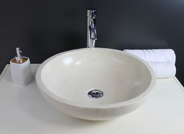 LT AQUA + - Vasque bol à poser en Terrazzo Gela - Crème - Diam.44xH.13cm - large