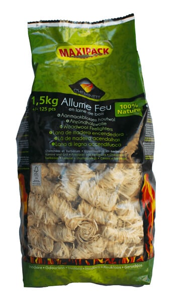 CHEMINETT - Allume-feu laine de bois - 1.5kg - 125 pièces - large