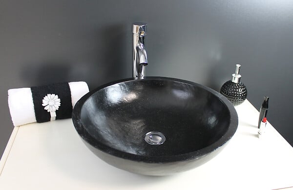 LT AQUA + - Vasque ronde Terrazzo Héloïse - Noir - Diam.44xH.13cm - large