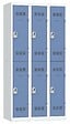 P.HENRY - Vestiaire acier 3 colonnes 2 cases gris perle bleu 180cm - vignette