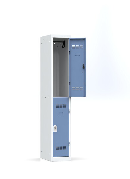 P.HENRY - Vestiaire métallique - Gris perle et bleu - 2 cases 180cm - large