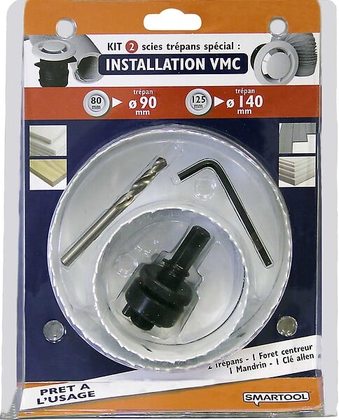 SMARTOOL - Kit scie trépan pose VMC - Acier - 2 lames 90 et 140mm - large