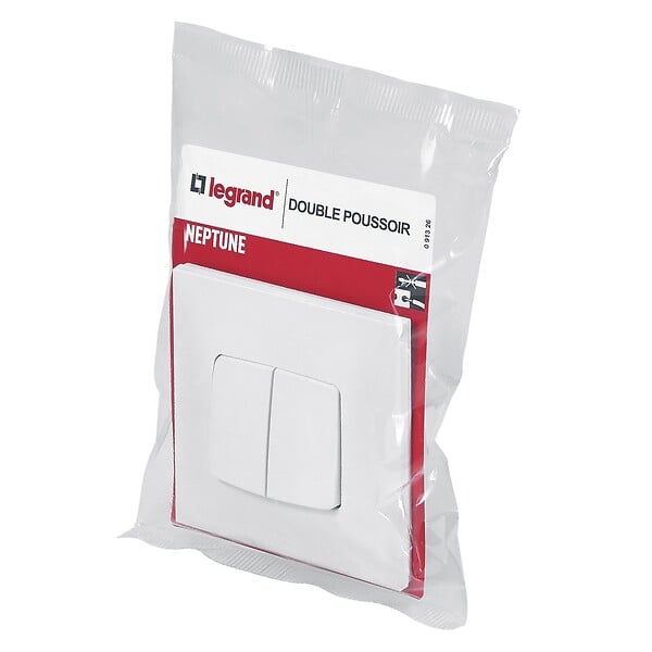 LEGRAND - Double poussoir Neptune 6A - Blanc - large