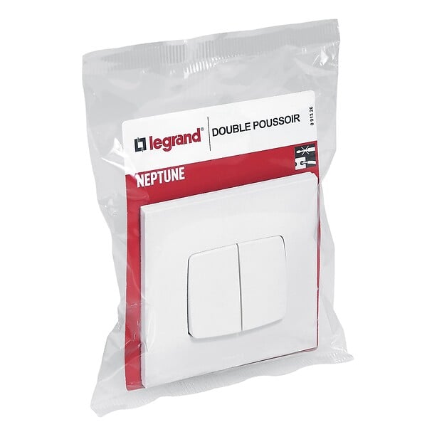 LEGRAND - Double poussoir Neptune 6A - Blanc - large