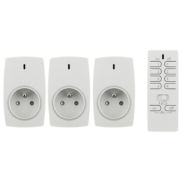 OTIO - Lot de 3 prises sans fil + télécommande 16 canaux - Otio - large