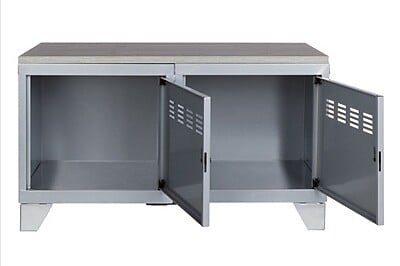 P.HENRY - Meuble bas de rangement acier 2 portes gris H45cm - large