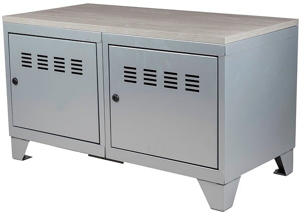 P.HENRY - Meuble bas de rangement acier 2 portes gris H45cm - large