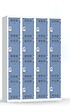 P.HENRY - Vestiaire métallique 4 colonnes 16 cases Gris perle et bleu - vignette