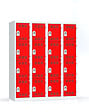 P.HENRY - Vestiaire 4 colonnes - 4 cases - Gris perle et rouge - vignette