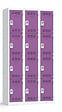 P.HENRY - Vestiaire métal 3 colonnes 12 casiers gris perle prune 90cm - vignette