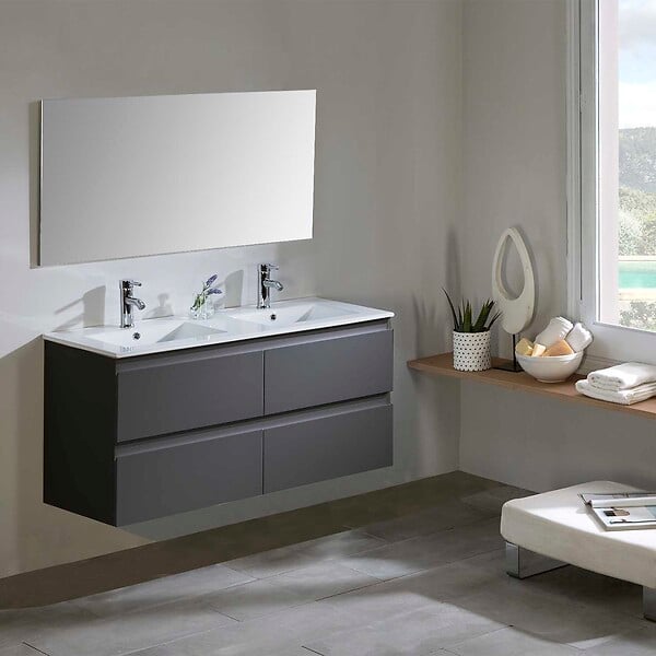 JUMAR S L - Meuble vasque de salle de bain METROPOLIS - Gris - L.120cm - large