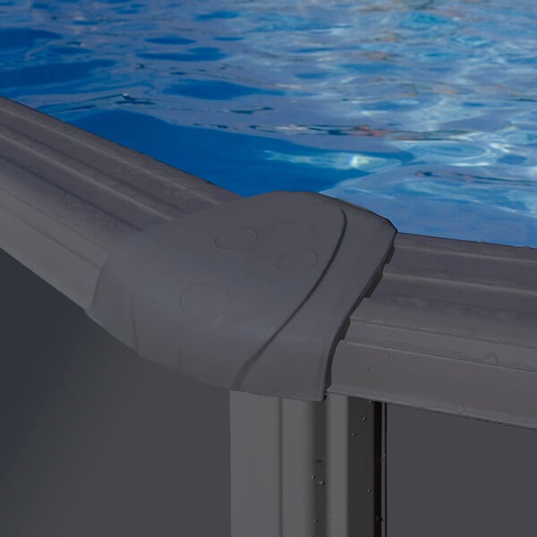 GRE - Piscine ronde hors-sol acier - Anthracite - Diam.480xH.122cm - large