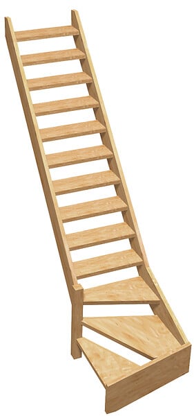 KORDO - Kit echelle de meunier gauche en sapin - 290.5cm - large