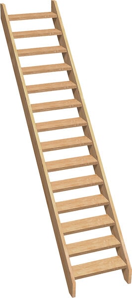 KORDO - Escalier droit Normandie sapin - H.304.5xL.75xP.19cm - large