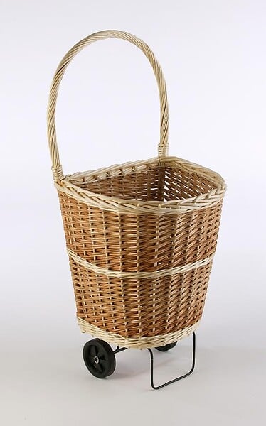 FIRE - Chariot à bûches en osier - Naturel - L44 cm - large