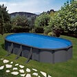 GRE - Piscine ovale acier - Gris anthracite - L.744xH.122cm - vignette