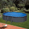 GRE - Piscine ovale acier Juni - Anthracite - L.527xH.132cm - vignette