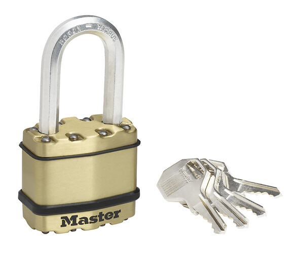 MASTER LOCK - Cadenas à clé acier laminé finition laiton 45mm anse octo d.8xh.38mm - large