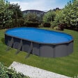 GRE - Piscine ovale acier - Anthracite - L.744xH.132xl.399cm - vignette