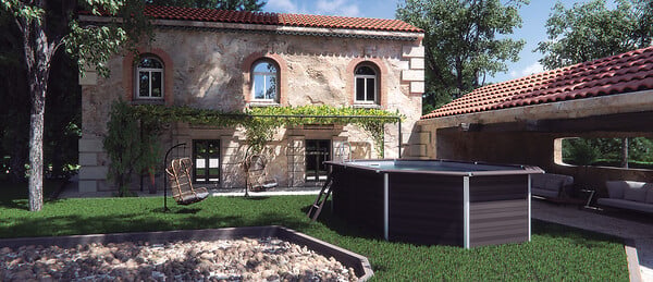 GRE - Piscine composite ovale - L.6,64xl.3,86xH.1,24m - large