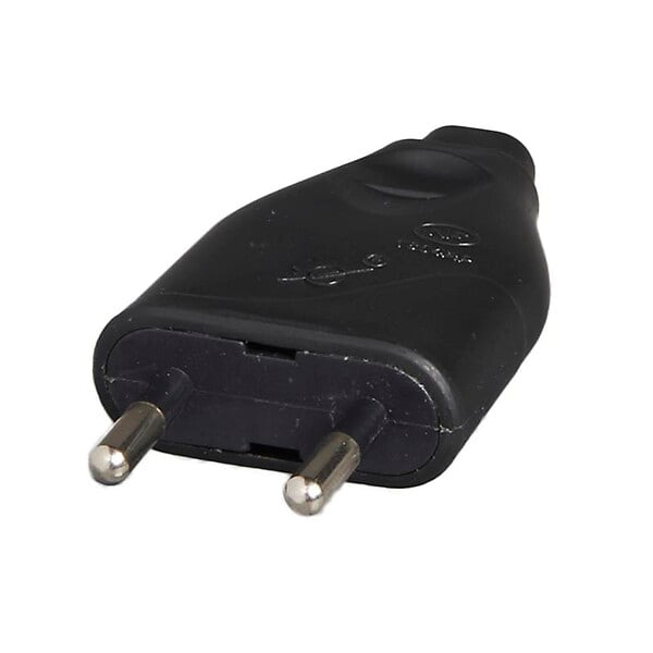 ZENITECH - Fiche mâle 2 pôles 6A Noir - large